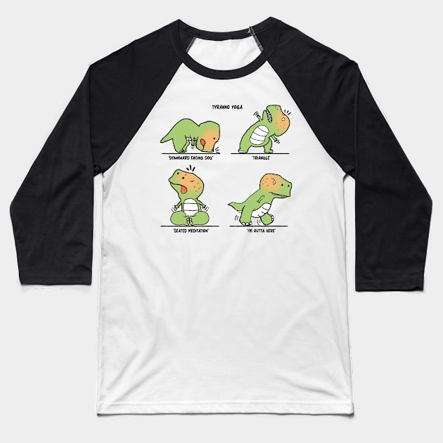 T-Rex tries Yoga Baseball T-Shirt by MasutaroOracle